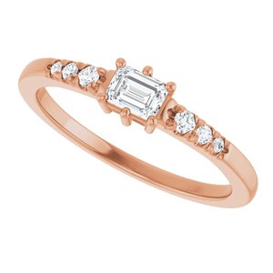18K Rose Gold 4x3 mm Emerald Ring Mounting – image 8