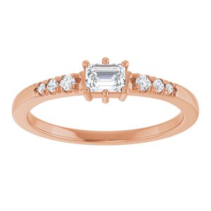 18K Rose Gold 4x3 mm Emerald Ring Mounting – image 5