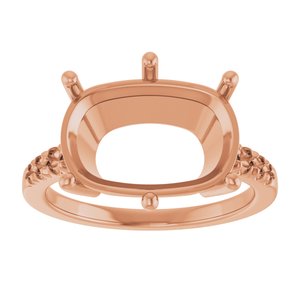 10K Rose Gold 14x10 mm Elongated Cushion Ring Mounting – image 6