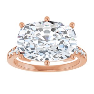 18K Rose Gold 14x10 mm Elongated Cushion Ring Mounting – image 5