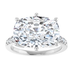 14K White Gold 14x10 mm Elongated Cushion Ring Mounting – image 5