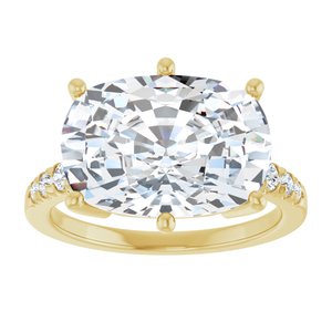 18K Yellow Gold 14x10 mm Elongated Cushion Ring Mounting – image 5