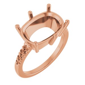 10K Rose Gold 14x10 mm Elongated Cushion Ring Mounting – image 2