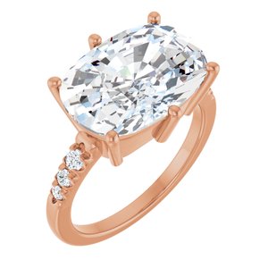 18K Rose Gold 14x10 mm Elongated Cushion Ring Mounting
