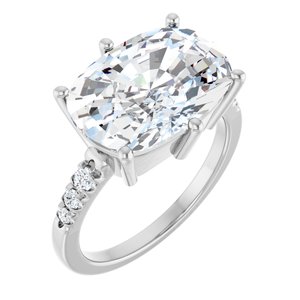 Sterling Silver 14x10 mm Elongated Cushion Ring Mounting