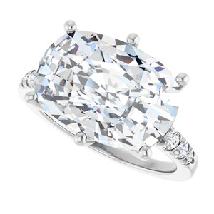 14K X1 White Gold 14x10 mm Elongated Cushion Ring Mounting – image 8