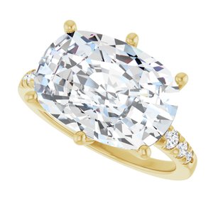 18K Yellow Gold 14x10 mm Elongated Cushion Ring Mounting – image 8