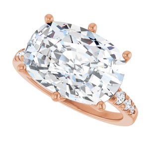 18K Rose Gold 14x10 mm Elongated Cushion Ring Mounting – image 8