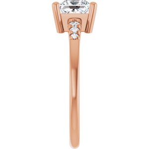 10K Rose Gold 5.5x5.5 mm Square Ring Mounting – image 7