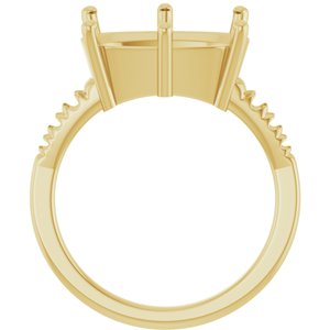 18K Yellow Gold 14x10 mm Elongated Cushion Ring Mounting – image 4