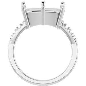 Sterling Silver 14x10 mm Elongated Cushion Ring Mounting – image 4