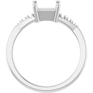 10K White Gold 5.5x5.5 mm Square Ring Mounting – image 4