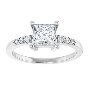 14K X1 White Gold 5.5x5.5 mm Square Ring Mounting – image 5