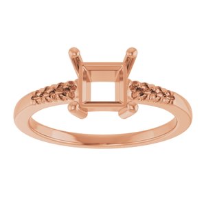 18K Rose Gold 5.5x5.5 mm Square Ring Mounting – image 6