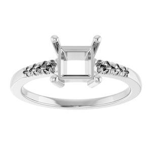 10K White Gold 5.5x5.5 mm Square Ring Mounting – image 6