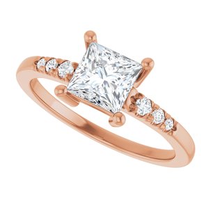 10K Rose Gold 5.5x5.5 mm Square Ring Mounting – image 8