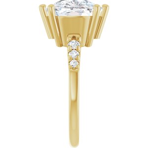18K Yellow Gold 14x10 mm Elongated Cushion Ring Mounting – image 7