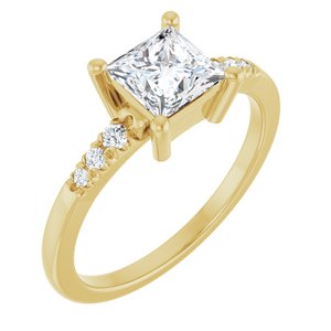 18K Yellow Gold 5.5x5.5 mm Square Ring Mounting