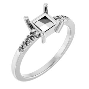 Continuum Sterling Silver 5.5x5.5 mm Square Ring Mounting – image 2