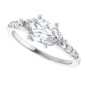 10K White Gold 10.5x5.5 mm Marquise Ring Mounting – image 8