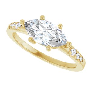 18K Yellow Gold 10.5x5.5 mm Marquise Ring Mounting – image 8