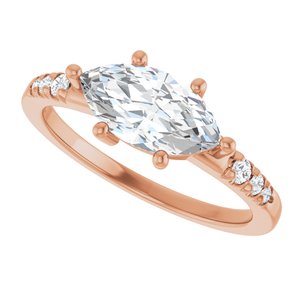 10K Rose Gold 10.5x5.5 mm Marquise Ring Mounting – image 8
