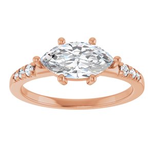 10K Rose Gold 10.5x5.5 mm Marquise Ring Mounting – image 5