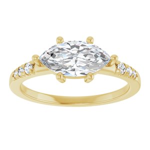 10K Yellow Gold 10.5x5.5 mm Marquise Ring Mounting – image 5
