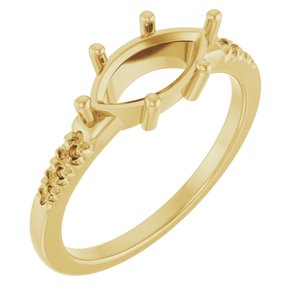 10K Yellow Gold 10.5x5.5 mm Marquise Ring Mounting – image 2