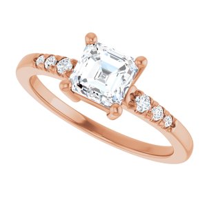 10K Rose Gold 5.5x5.5 mm Asscher Ring Mounting – image 8
