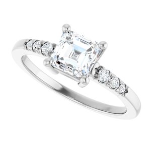 18K White Gold 5.5x5.5 mm Asscher Ring Mounting – image 8
