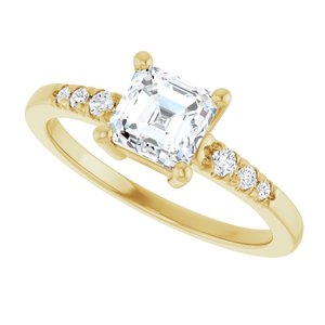 18K Yellow Gold 5.5x5.5 mm Asscher Ring Mounting – image 8