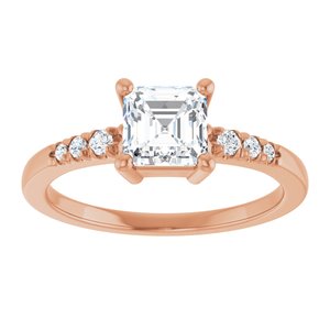 10K Rose Gold 5.5x5.5 mm Asscher Ring Mounting – image 5