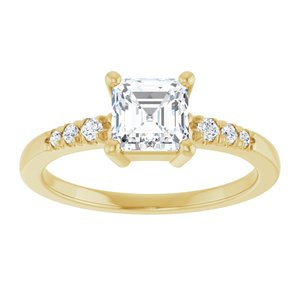18K Yellow Gold 5.5x5.5 mm Asscher Ring Mounting – image 5