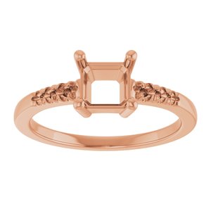 18K Rose Gold 5.5x5.5 mm Asscher Ring Mounting – image 6