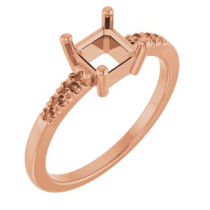 10K Rose Gold 5.5x5.5 mm Asscher Ring Mounting – image 2