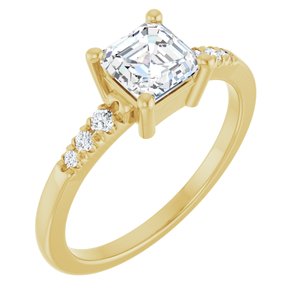 10K Yellow Gold 5.5x5.5 mm Asscher Ring Mounting