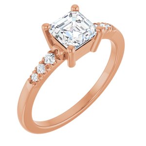 14K Rose Gold 5.5x5.5 mm Asscher Ring Mounting