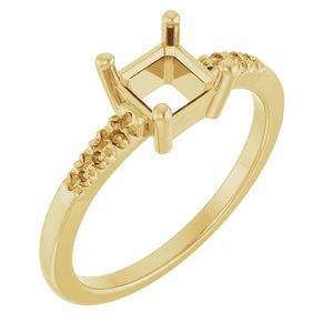 10K Yellow Gold 5.5x5.5 mm Asscher Ring Mounting – image 2