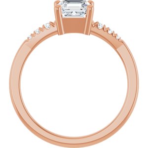 10K Rose Gold 5.5x5.5 mm Asscher Ring Mounting – image 3