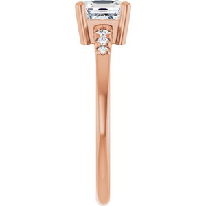 10K Rose Gold 5.5x5.5 mm Asscher Ring Mounting – image 7