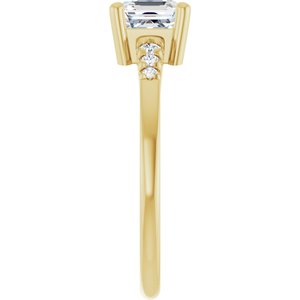 10K Yellow Gold 5.5x5.5 mm Asscher Ring Mounting – image 7