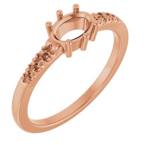 18K Rose Gold 6.5x4.5 mm Oval Ring Mounting – image 2