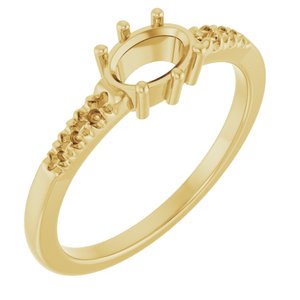18K Yellow Gold 6.5x4.5 mm Oval Ring Mounting – image 2