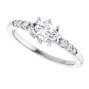 10K White Gold 6.5x4.5 mm Oval Ring Mounting – image 8