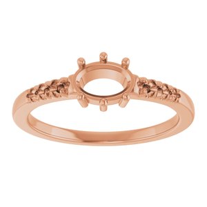 18K Rose Gold 6.5x4.5 mm Oval Ring Mounting – image 6