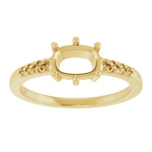 10K Yellow Gold 7x5 mm Elongated Cushion Ring Mounting – image 6