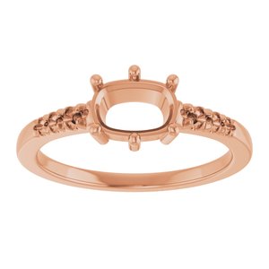14K Rose Gold 7x5 mm Elongated Cushion Ring Mounting – image 6