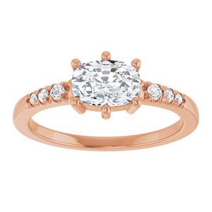 14K Rose Gold 7x5 mm Elongated Cushion Ring Mounting – image 5