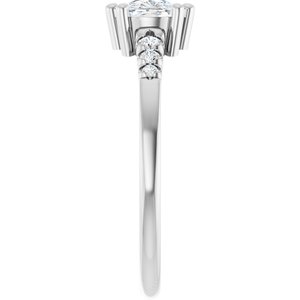 18K White Gold 7x5 mm Elongated Cushion Ring Mounting – image 7